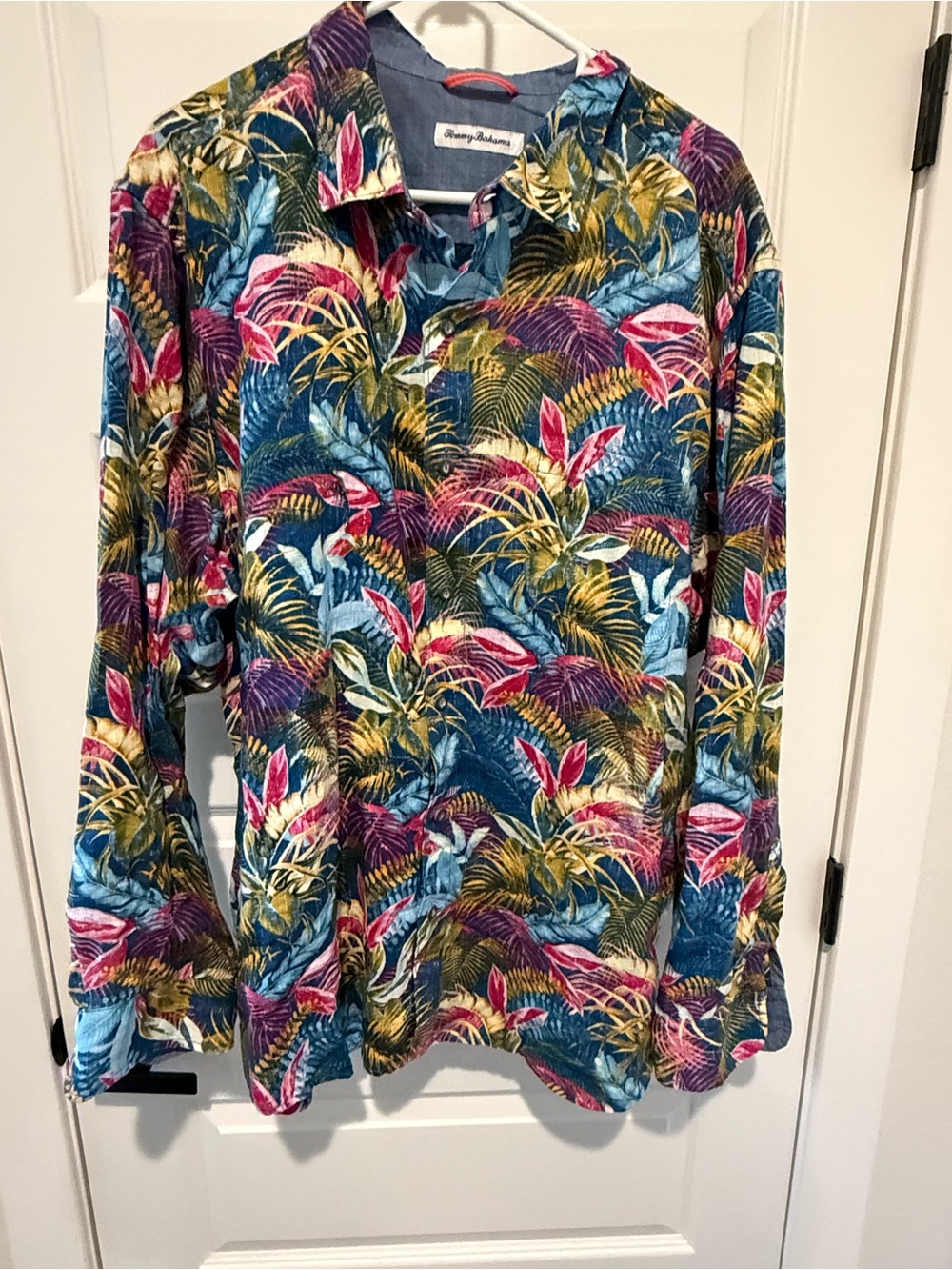 Tommy Bahama Blue Tropical Print Long Sleeve Button-Down Shirt